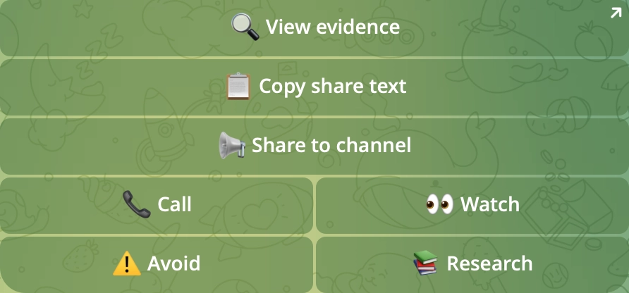Inline buttons under the card